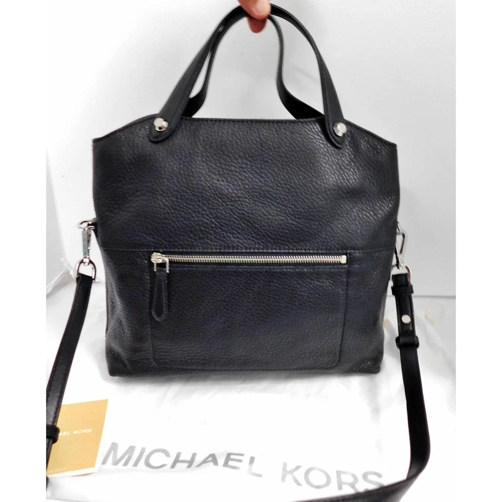 Michael Kors Hyland Satchel Bag Womens Black Pebbled Leather Crossbody NWT‎